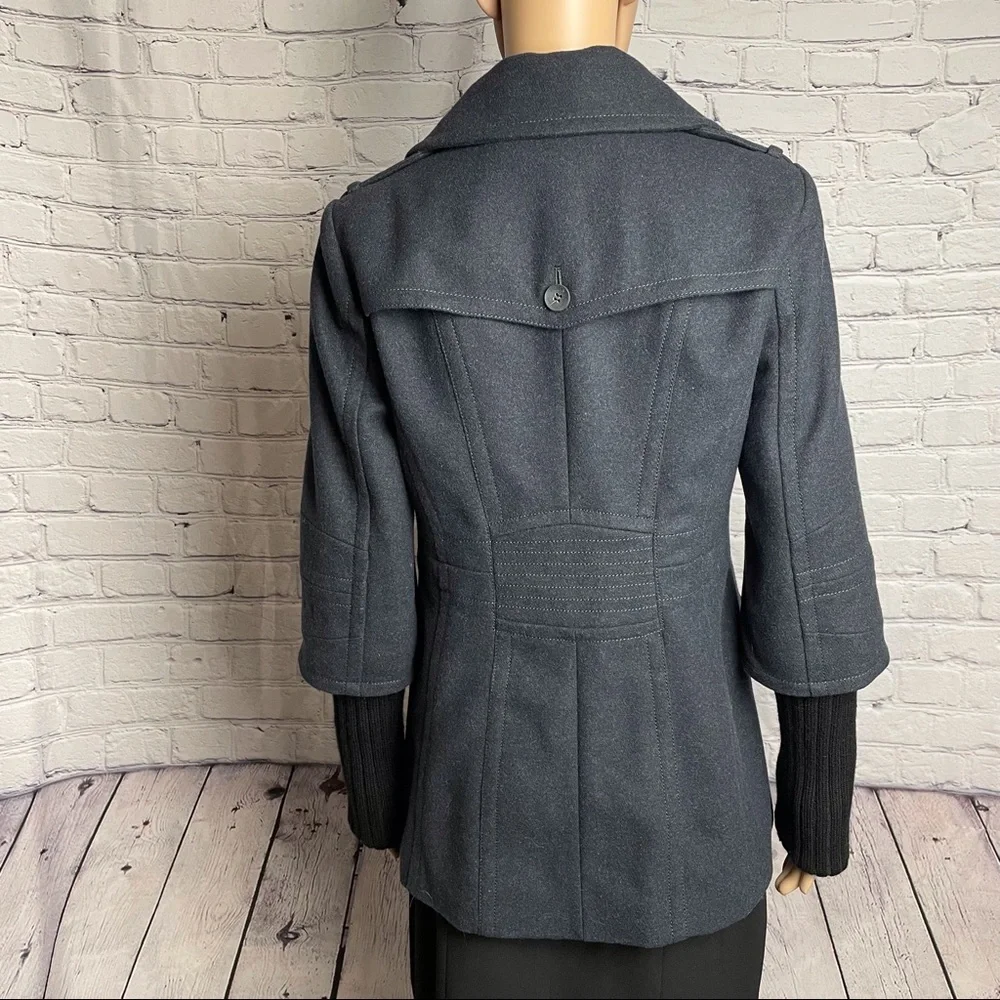Andrew Marc Wool Coat Jacket Grey Color Knit Cuffs Size 6 - Picture 3 of 15